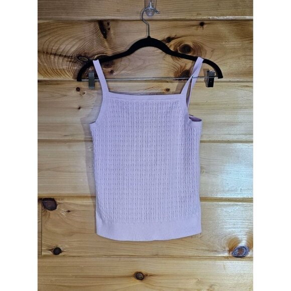 Ralph Lauren Tank Top Womens Size Medium Pink Cable Knit Cotton Blind - Picture 1 of 8